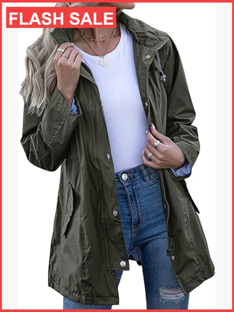 Rain Jacket Waterproof Hooded Lightweight Windbreaker Outdoor Activewear